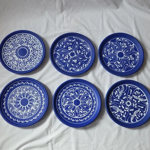 Lidia Barth Tihany 9.5 Hungary Glaze Pottery Petite Wall Plates Set of 6